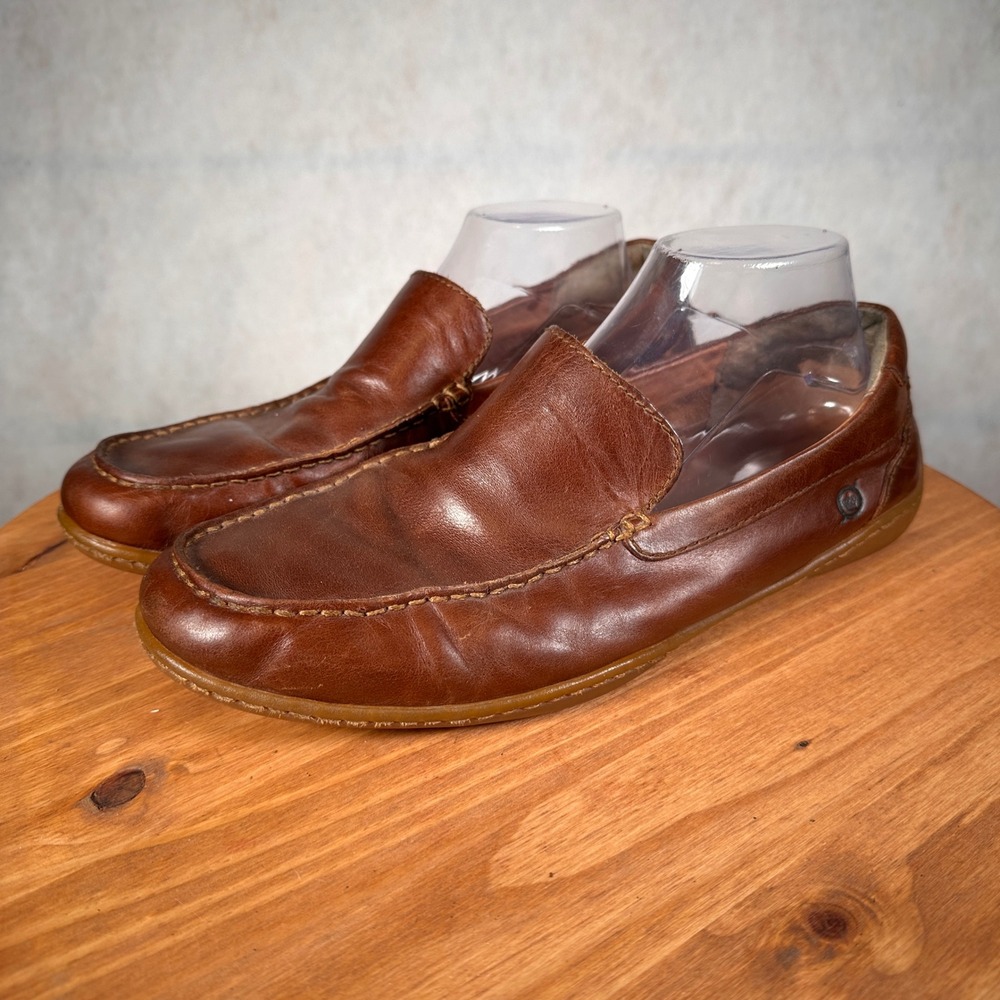 Born Loafers Mens 10.5 Brown Good Leather Slip On Moc Toe H30916 Handcrafted